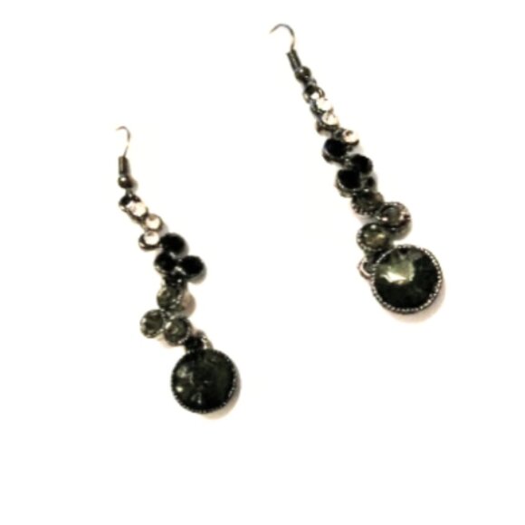 GUN METAL DANGLE EARRINGS - Picture 1 of 5